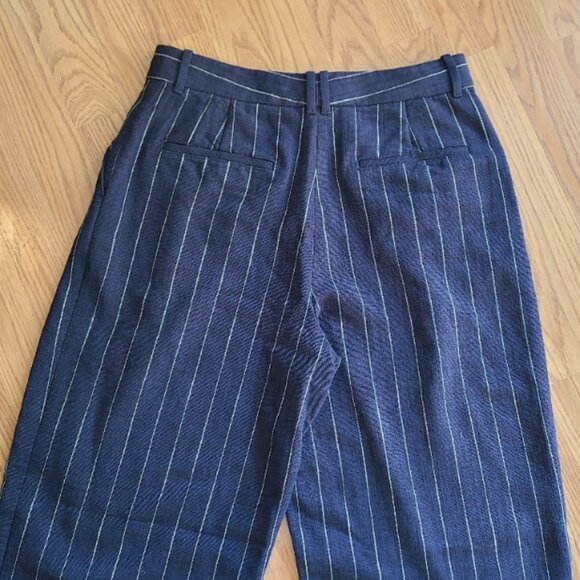 NEW! M.M. LaFLEUR FITZ PLEATED TROUSERS PANTS WOVEN PINSTRIPE HIGH RISE sz 6 - Picture 5 of 8